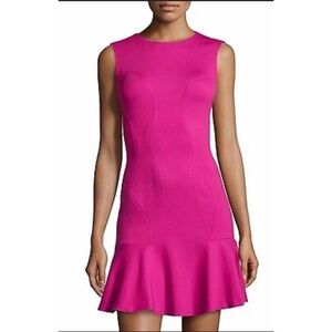 DVF DIANE VON FURSTENBERG PINK DAHLIA JAELYN DRESS SZ 2 RUFFLE HEM BARBIECORE
